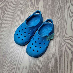 Kids blue Crocs with velcro size 9